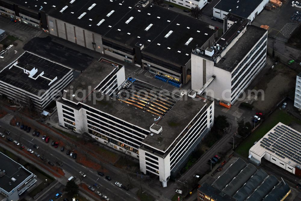 Aerial photograph Berlin - Building and production halls on the premises of TDK Sensors AG & Co. KG on street Beeskowdamm in the district Lichterfelde in Berlin, Germany