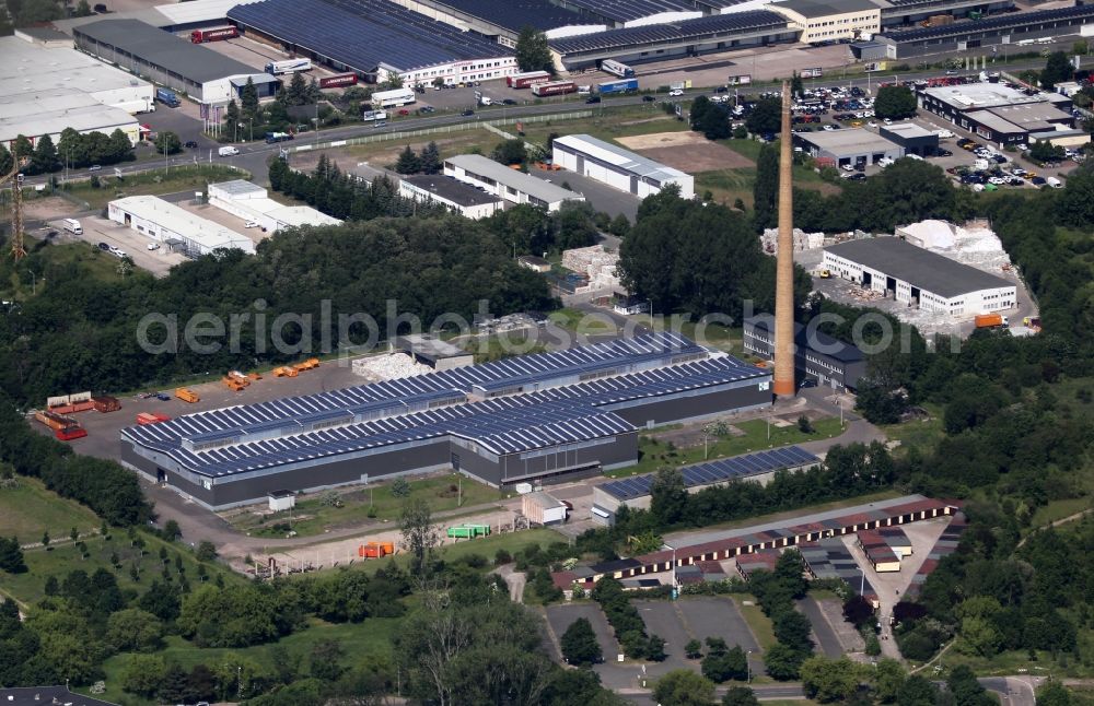 Aerial image Erfurt - Building and production halls on the premises of Thueringen Recycling GmbH on August-Roebling-Strasse in Erfurt in the state Thuringia, Germany