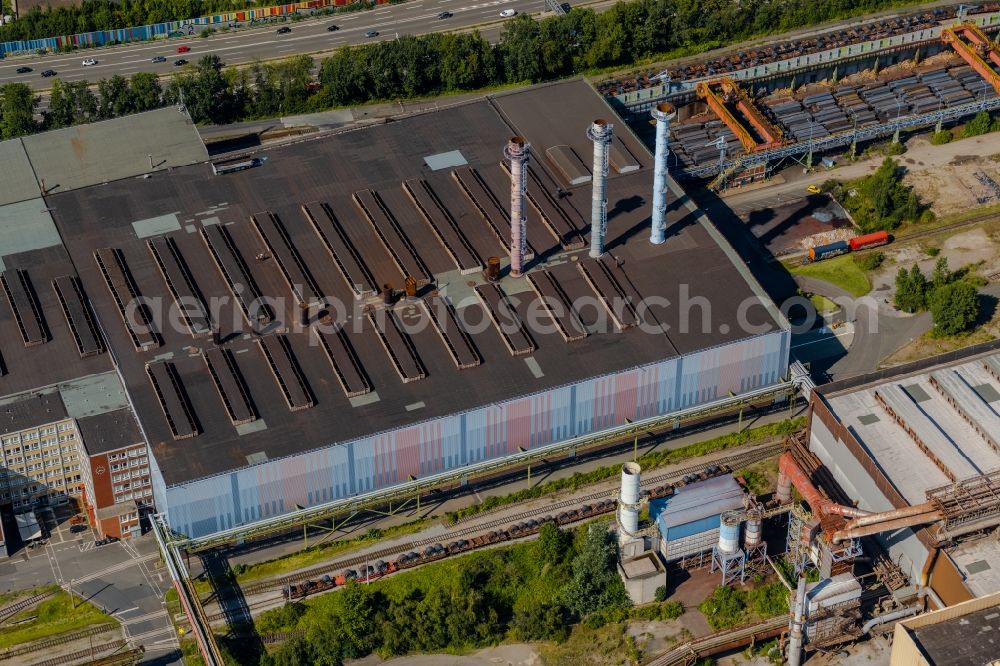 Bochum from the bird's eye view: Building and production halls on the premises thyssenkrupp Steel Europe AG in the district Westenfeld in Bochum at Ruhrgebiet in the state North Rhine-Westphalia, Germany
