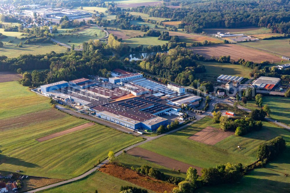 Gundershoffen from above - Building and production halls on the premises of Tryba in Gundershoffen in Grand Est, France
