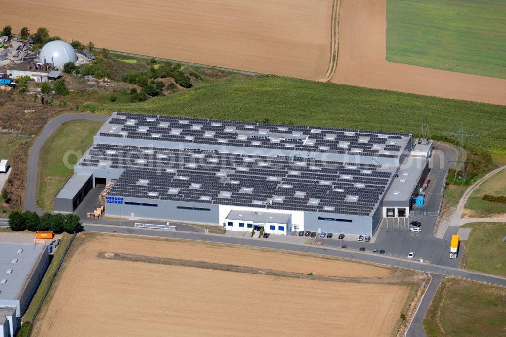 Aerial image Grünsfeld - Building and production halls on the premises of Tubes & Cores, Sonoco Alcore on Waltersberg in Gruensfeld in the state Baden-Wurttemberg, Germany