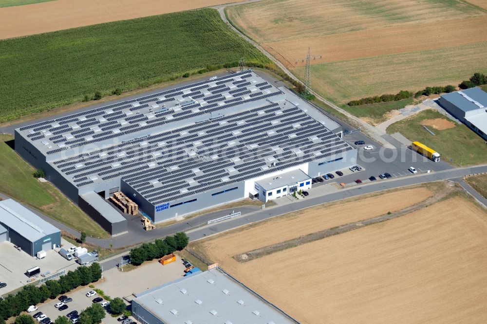 Aerial photograph Grünsfeld - Building and production halls on the premises of Tubes & Cores, Sonoco Alcore on Waltersberg in Gruensfeld in the state Baden-Wurttemberg, Germany