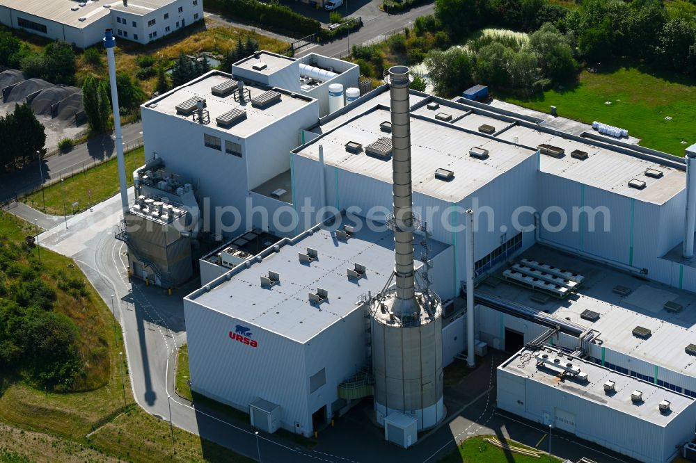 Delitzsch from above - Building and production halls on the premises Ursa Deutschland GmbH on street Carl-Friedrich-Benz-Strasse in Delitzsch in the state Saxony, Germany