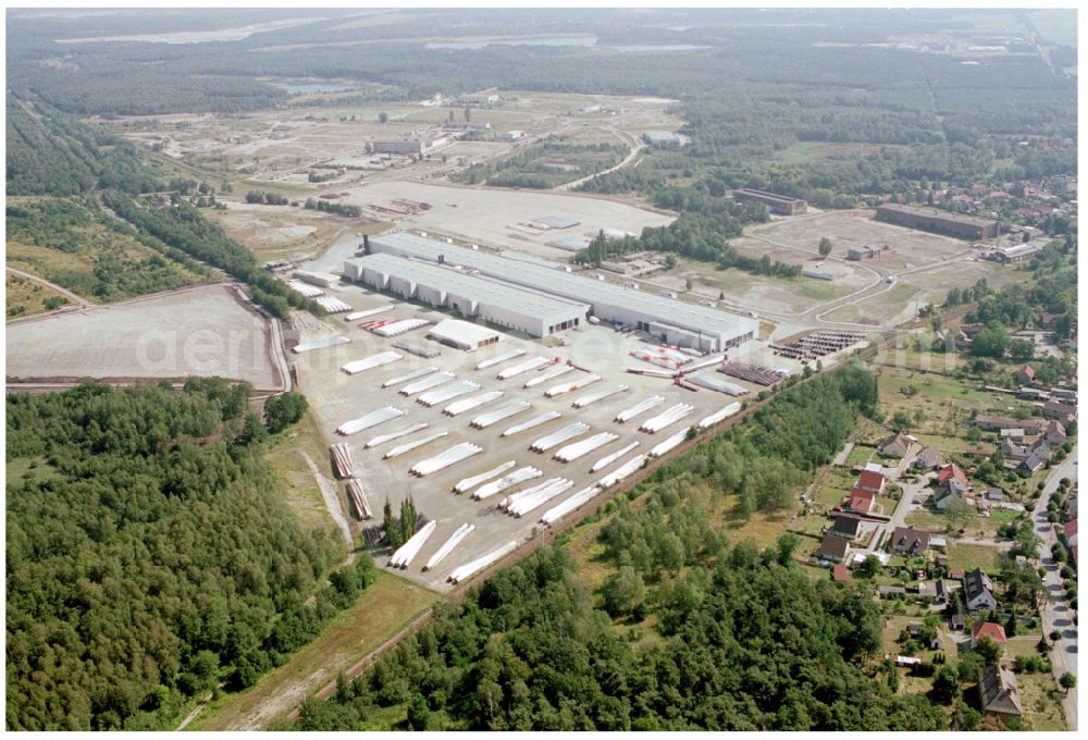 Aerial photograph Lauchhammer - Building and production halls on the premises of Vestas Deutschland GmbH on John-Schehr-Strasse in Lauchhammer in the state Brandenburg, Germany