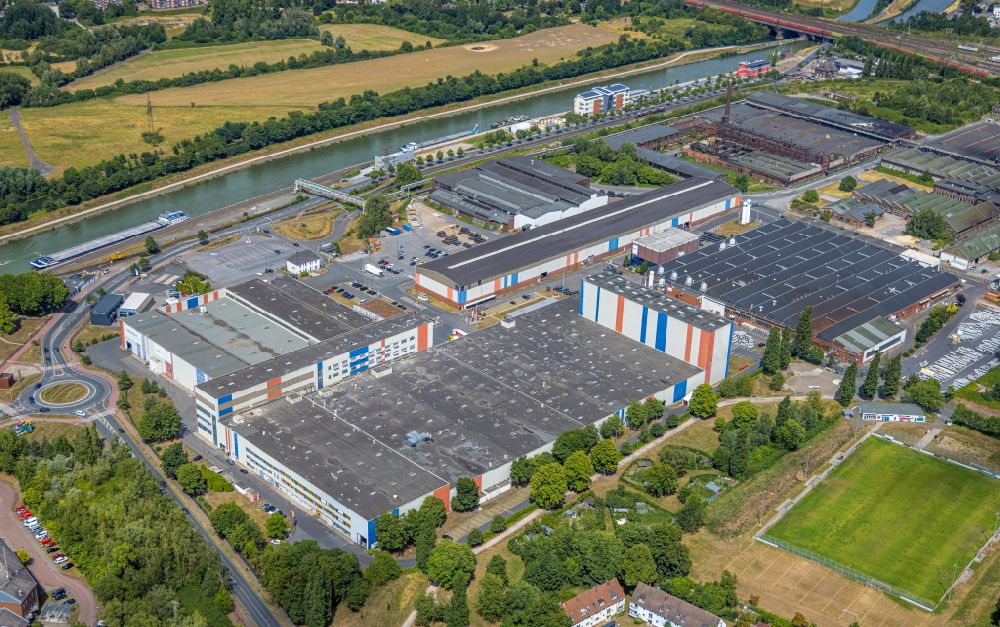 Aerial photograph Hamm - Building and production halls on the premises Voestalpine Boehler Welding on street Hafenstrasse in the district Heessen in Hamm at Ruhrgebiet in the state North Rhine-Westphalia, Germany