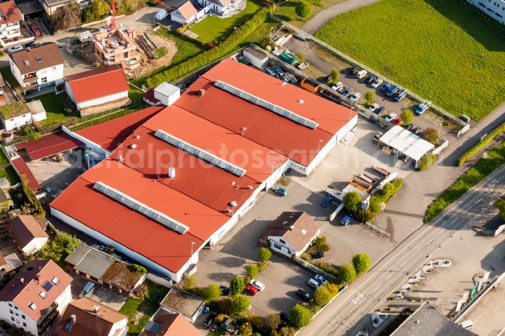 Aerial photograph Stupferich - Building and production halls on the premises of Vogelsitze GmbH in Stupferich in the state Baden-Wurttemberg, Germany