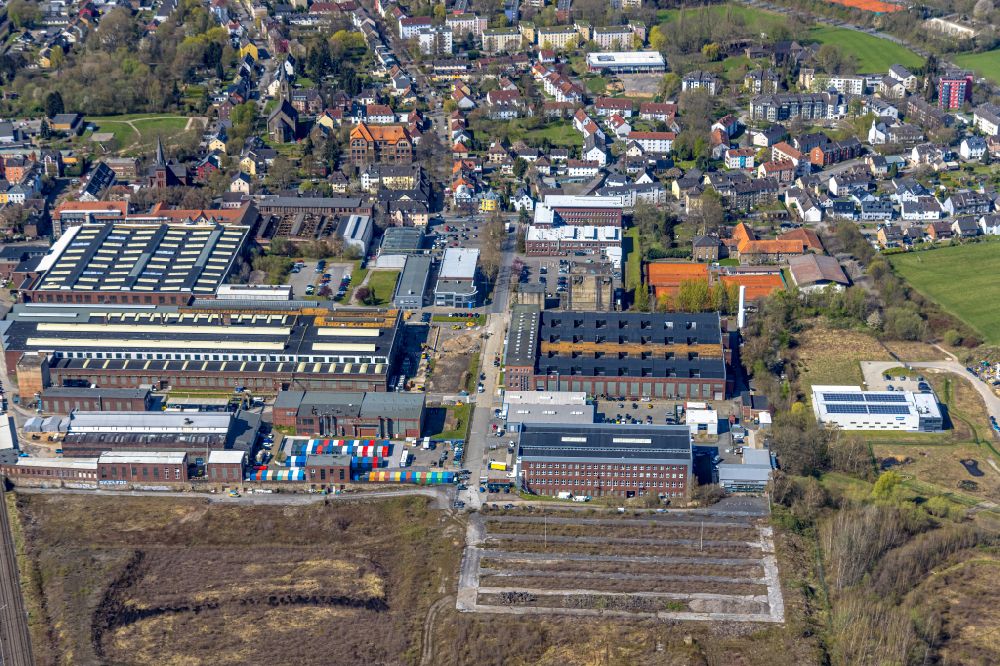 Rüdinghausen from above - Building and production halls on the factory premises of VTN Witten GmbH on Stockumer Strasse in the district Ruedinghausen in Witten in the state North Rhine-Westphalia, Germany