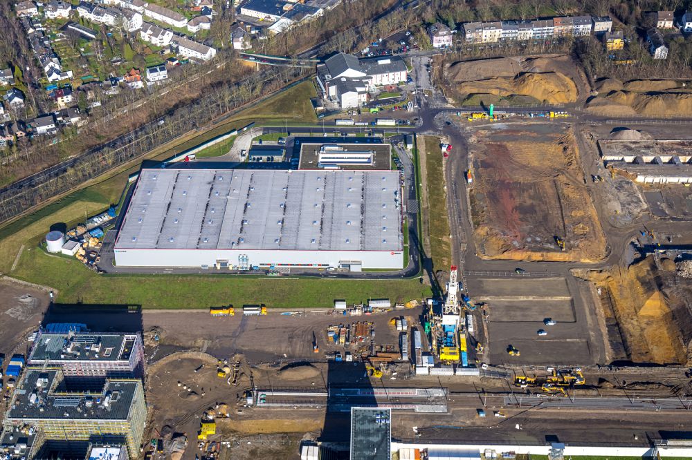 Aerial photograph Bochum - Factory premises of the Wabtec Corporation concern in the development area MARK 51A?7 in the district Laer in Bochum in the state North Rhine-Westphalia, Germany