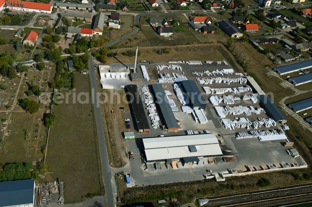Groß Rosenburg from above - Building and production halls on the premises of Weco GmbH & Co. KG on Sachsendorfer Strasse in Gross Rosenburg in the state Saxony-Anhalt, Germany