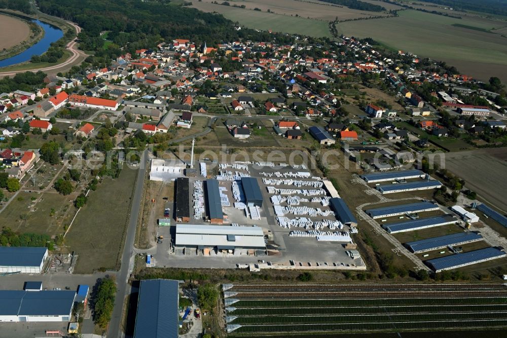 Aerial image Groß Rosenburg - Building and production halls on the premises of Weco GmbH & Co. KG on Sachsendorfer Strasse in Gross Rosenburg in the state Saxony-Anhalt, Germany
