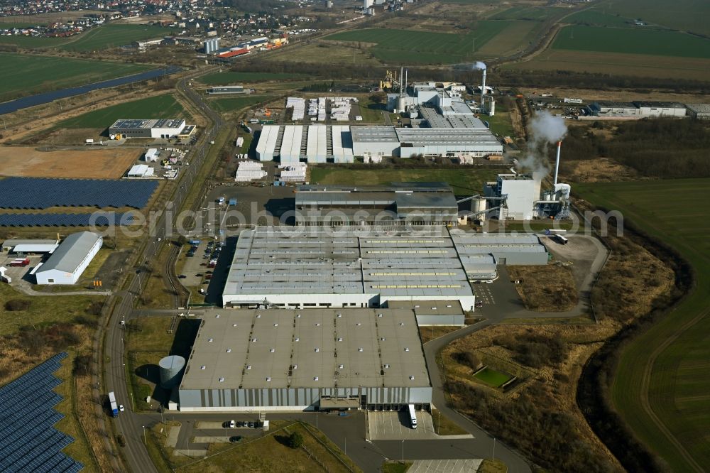 Aerial photograph Delitzsch - Building and production halls on the premises on Carl-Friedrich-Benz-Strasse in the district Wiedemar in Delitzsch in the state Saxony, Germany