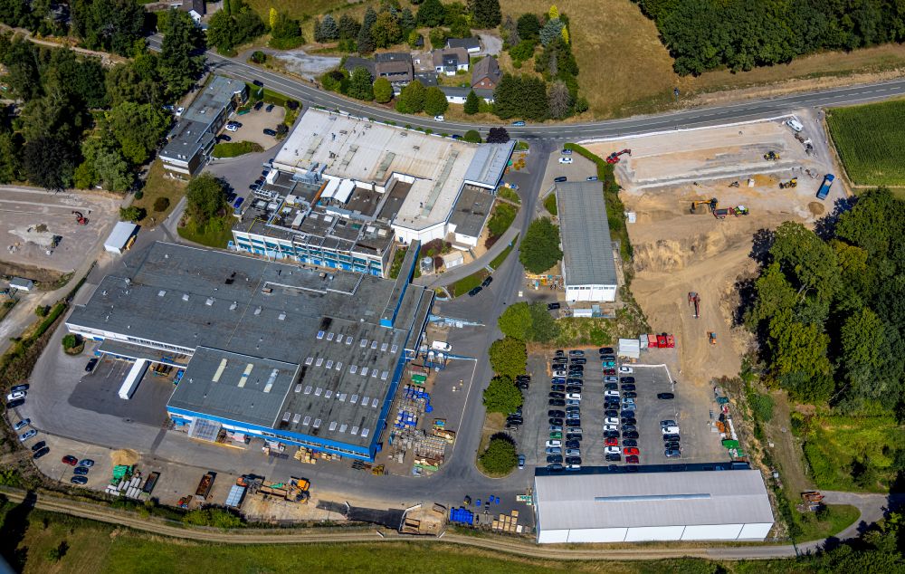 Herzkamp from above - Building and production halls on the factory premises of Wicke GmbH + Co. KG on Elberfelder Strasse in Herzkamp in the state North Rhine-Westphalia, Germany