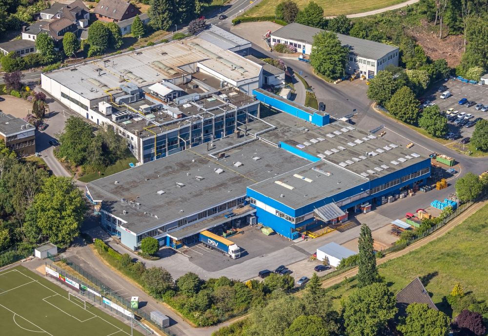 Aerial photograph Sprockhövel - Building and production halls on the premises of Wicke GmbH + Co. KG on Elberfelof Strasse in the district Herzkamp in Sprockhoevel in the state North Rhine-Westphalia, Germany