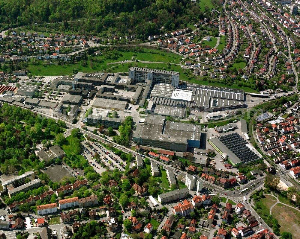 Geislingen an der Steige from the bird's eye view: Building and production halls on the premises of WMF Metallwarenfabrik in Geislingen an der Steige in the state Baden-Wuerttemberg, Germany