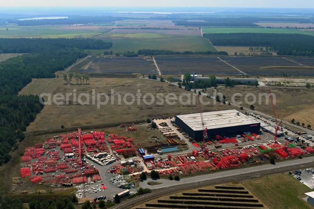 Aerial image Luckau - Building and production halls on the premises of WOLFFKRAN GmbH on Frederik-Ipsen-Strasse in Luckau in the state Brandenburg, Germany