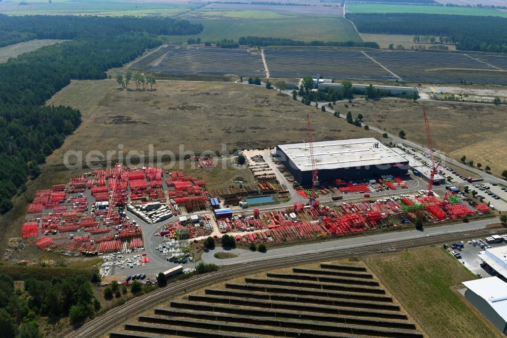 Aerial photograph Luckau - Building and production halls on the premises of WOLFFKRAN GmbH on Frederik-Ipsen-Strasse in Luckau in the state Brandenburg, Germany