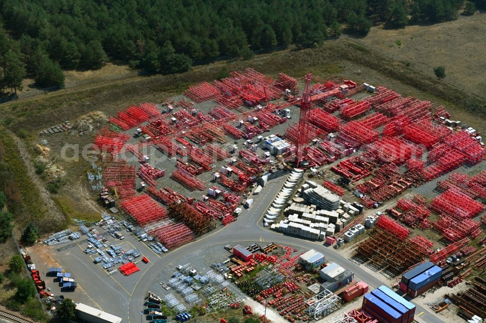 Luckau from above - Building and production halls on the premises of WOLFFKRAN GmbH on Frederik-Ipsen-Strasse in Luckau in the state Brandenburg, Germany