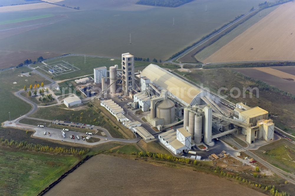 Aerial photograph Kiralyegyhaza - Building and production halls on the premises of the cement factory Lafarge Cement in Kiralyegyhaza in Komitat Baranya, Hungary