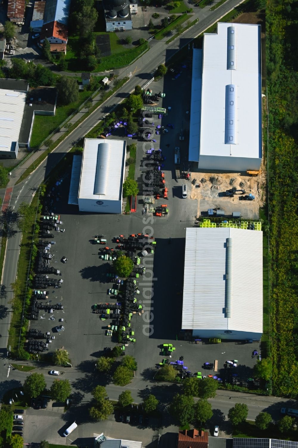 Lauingen from above - Building and production halls on the premises of Zill GmbH & Co. KG in Lauingen in the state Bavaria, Germany