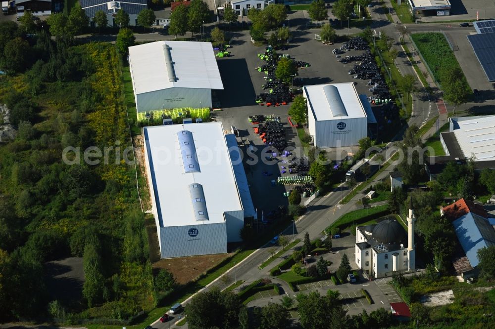 Lauingen from above - Building and production halls on the premises of Zill GmbH & Co. KG in Lauingen in the state Bavaria, Germany