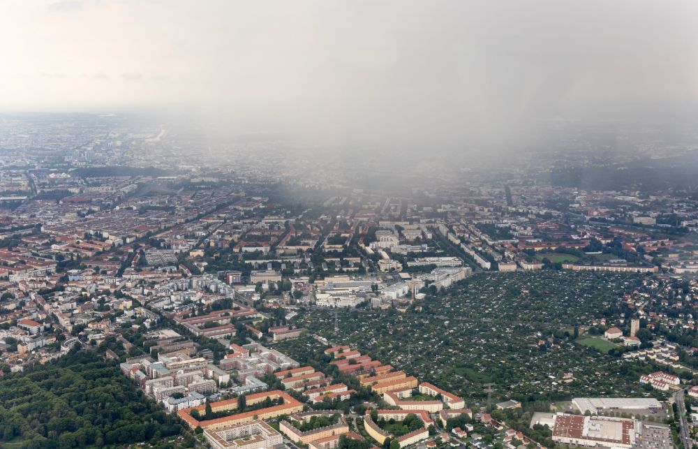 Berlin from the bird's eye view: Haze and precipitation conditions with rainbow formation in Berlin, Germany