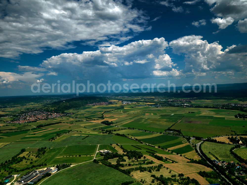 Derendingen from above - Weather conditions with cloud formation in Derendingen in the state Baden-Wuerttemberg, Germany