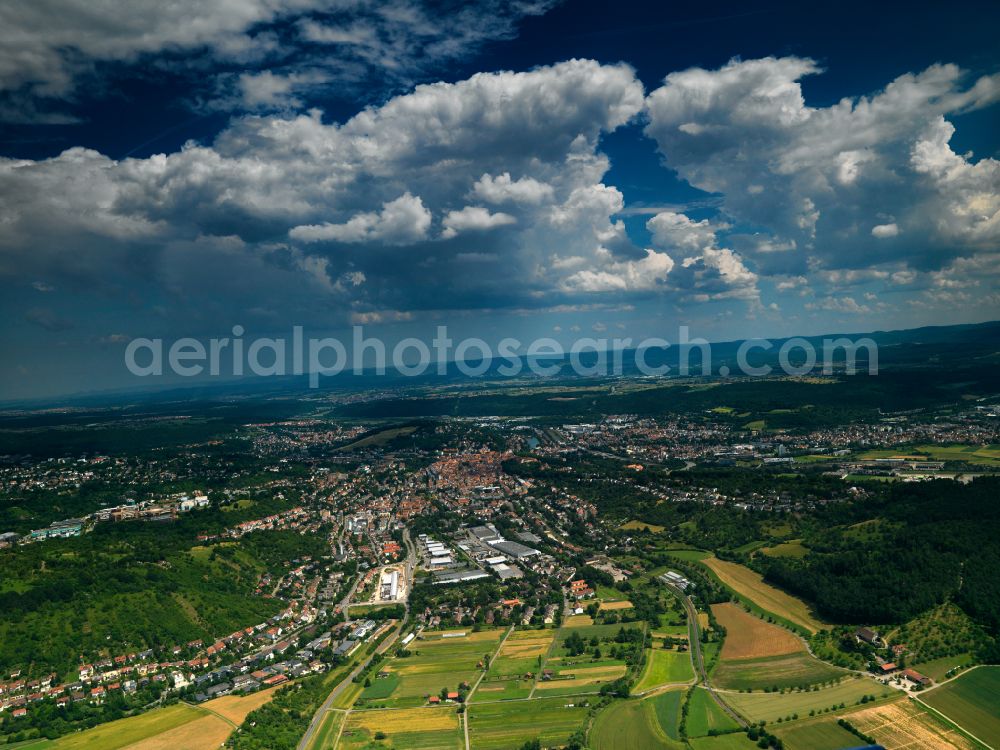 Derendingen from the bird's eye view: Weather conditions with cloud formation in Derendingen in the state Baden-Wuerttemberg, Germany