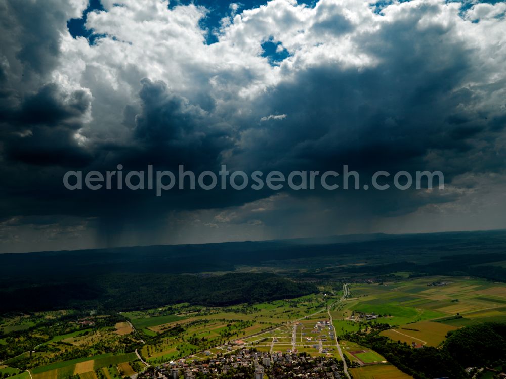 Aerial photograph Dettingen - Weather conditions with cloud formation in Dettingen in the state Baden-Wuerttemberg, Germany