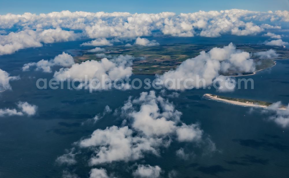 Norddorf from above - Weather conditions with cloud formation ueber of Nordsee in Norddorf at the island Amrum in the state Schleswig-Holstein, Germany