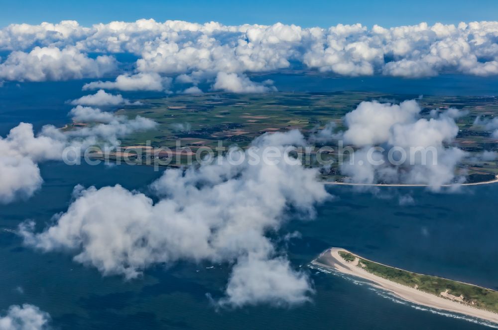 Aerial photograph Norddorf - Weather conditions with cloud formation ueber of Nordsee in Norddorf at the island Amrum in the state Schleswig-Holstein, Germany