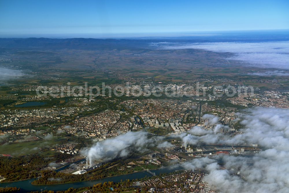 Aerial photograph Strasbourg - Straßburg - Weather conditions with cloud formation in Strasbourg in Grand Est, France