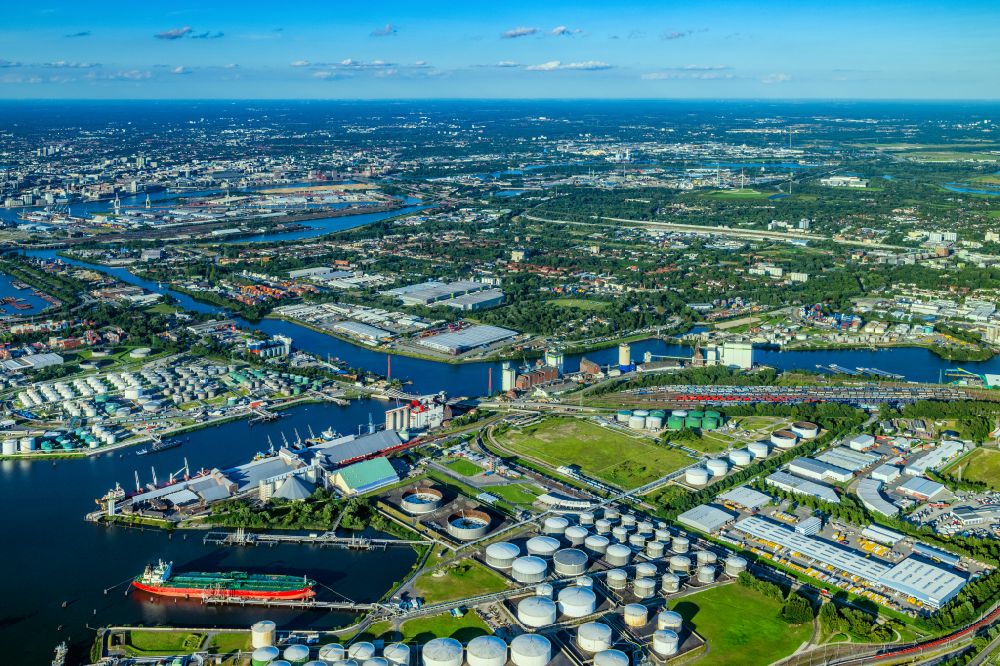 Hamburg from above - Wilhelmsburg industry and residential area Reiherstieg in Hamburg, Germany