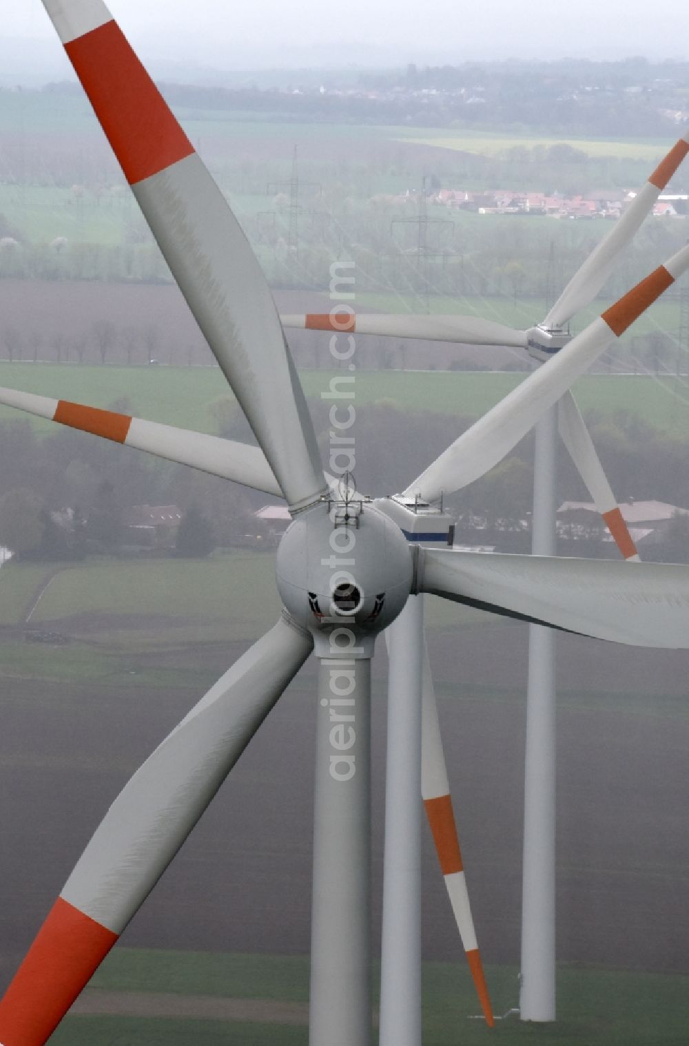 Aerial image Bülstringen - Wind turbine windmills on a field in Buelstringen in the state Saxony-Anhalt