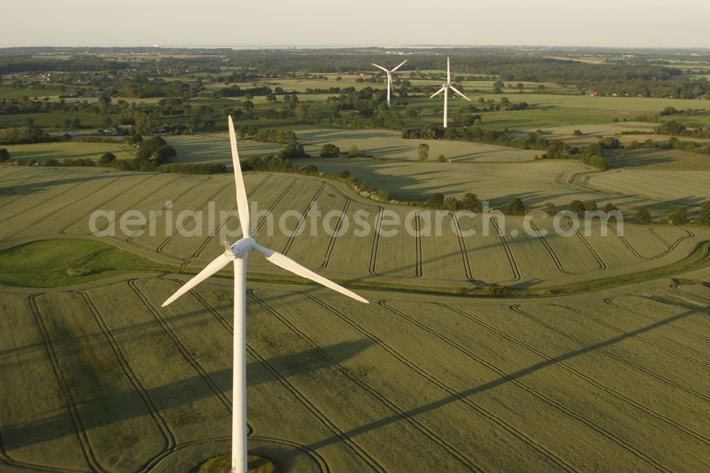 Tüttendorf from above - Wind turbine windmills on a field in Tuettendorf in the state Schleswig-Holstein