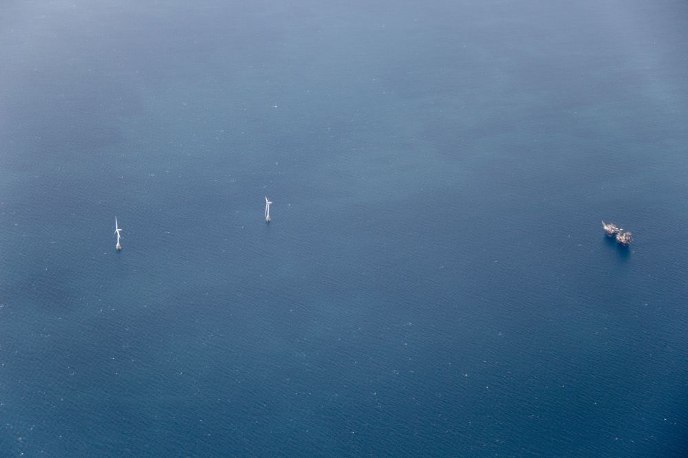 Aerial photograph Moray - The Beatrice Wind Farm and the Beatrice oil field in the Moray Firth, part of the North Sea off the east coast of Scotland