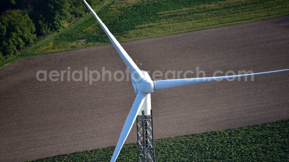 Aerial photograph Wesseling - Wind turbine in Wesseling in the state North Rhine-Westphalia, Germany