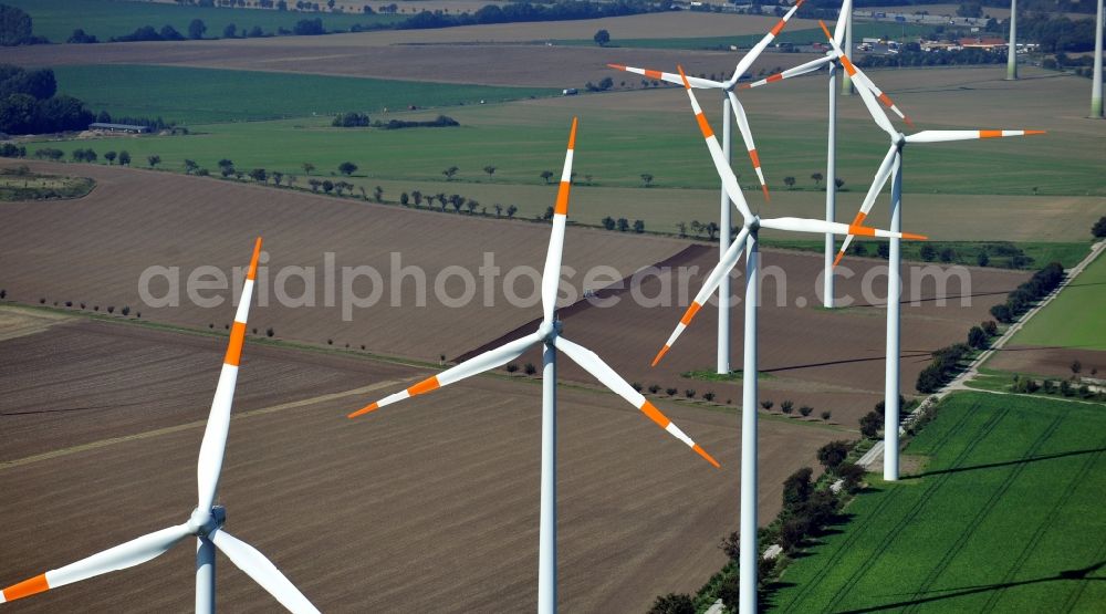 Aerial photograph Eilsleben OT Druxberge - Wind turbines in Druxberge in the state Saxony-Anhalt