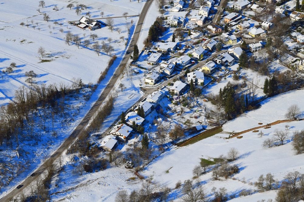 Aerial image Schopfheim - Landslide due to heavy rainfall in the living area Altig in Schopfheim in the state Baden-Wuerttemberg, Germany. Four houses had to be evacuated