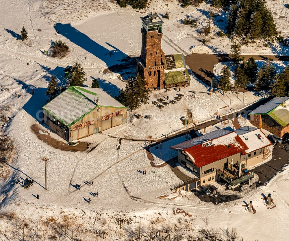 Aerial photograph Seebach - Wintry snowy leisure Centre - Amusement Park Grinde Huette in Seebach in the state Baden-Wurttemberg, Germany