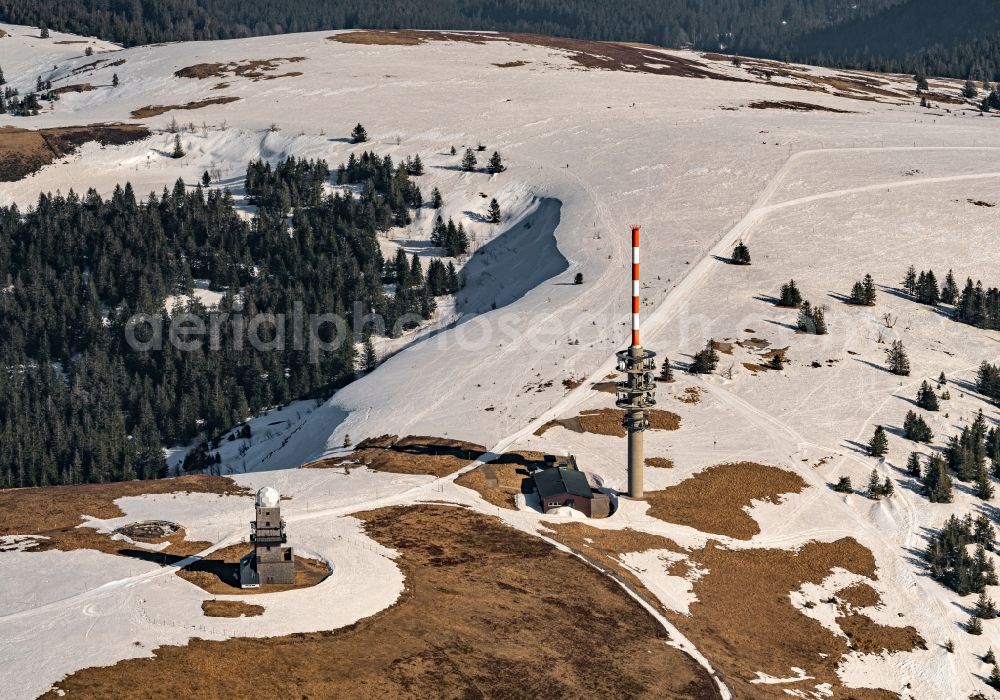 Aerial photograph Feldberg (Schwarzwald) - Wintry snowy rocky and mountainous landscape in Feldberg (Schwarzwald) at Schwarzwald in the state Baden-Wuerttemberg, Germany