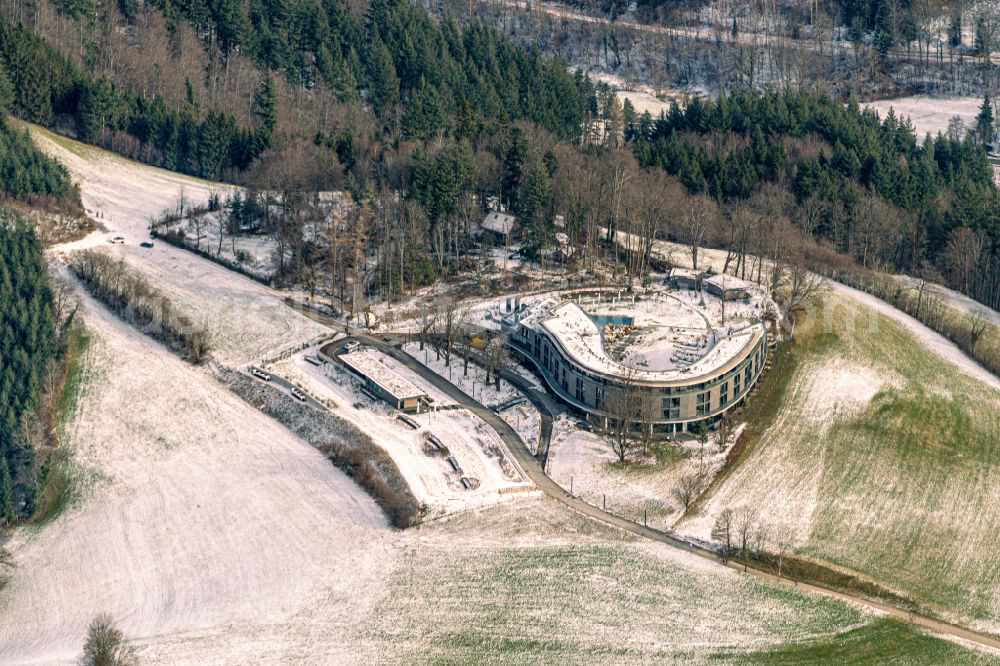 Aerial photograph Horben - Wintry snowy hotel complex Luisenhoehe Gesundheitsresort in Horben in the state Baden-Wuerttemberg, Germany