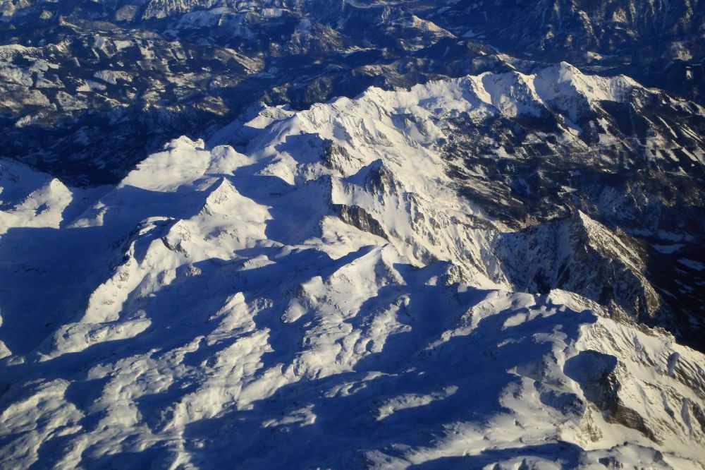 Hinterstoder from the bird's eye view: Wintry snowy rock and mountain landscape in the Austrian Alps at Hinterstoter, Upper Austria, Austria