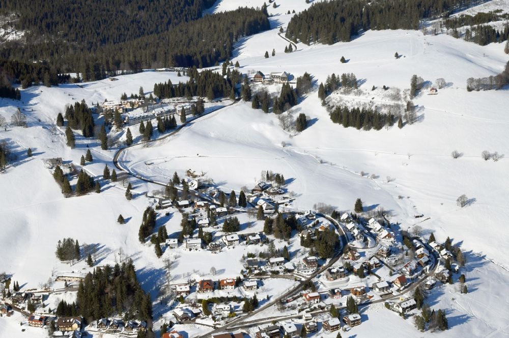 Aerial photograph Todtnau - Wintry snowy landscape in the district Todtnauberg in Todtnau in the state Baden-Wurttemberg, Germany