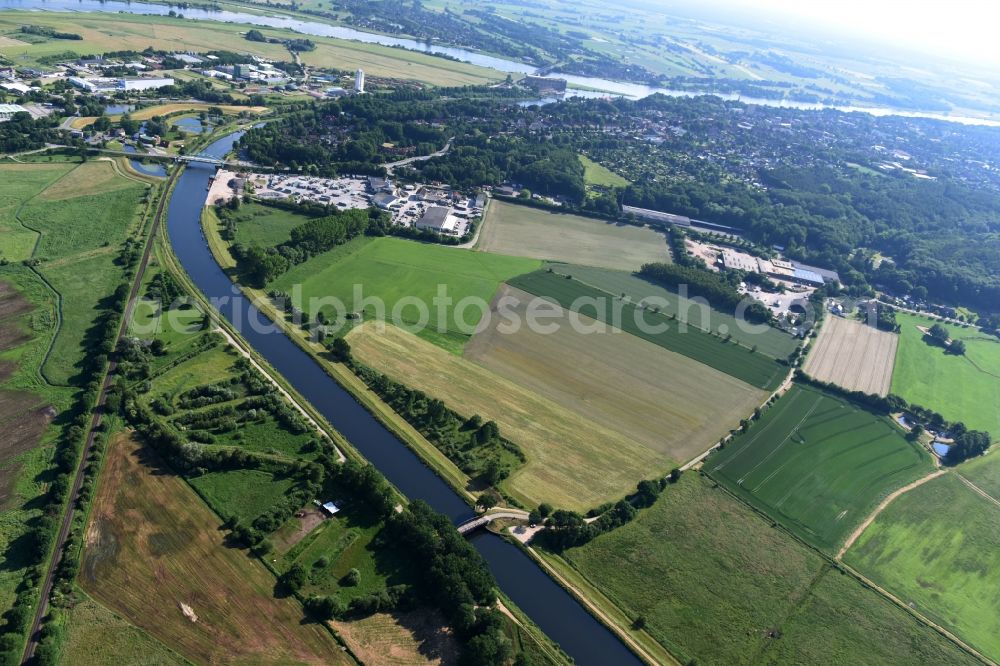 Buchhorst from the bird's eye view: Agricultural road bridge Lanze-Buchhorst over the Elbe-Luebeck-Canal in Buchhorst in the state Schleswig-Holstein