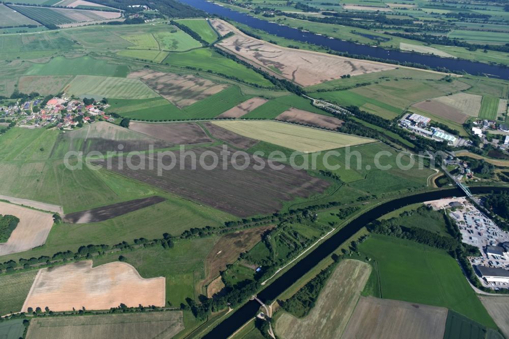 Buchhorst from the bird's eye view: Agricultural road bridge Lanze-Buchhorst over the Elbe-Luebeck-Canal in Buchhorst in the state Schleswig-Holstein