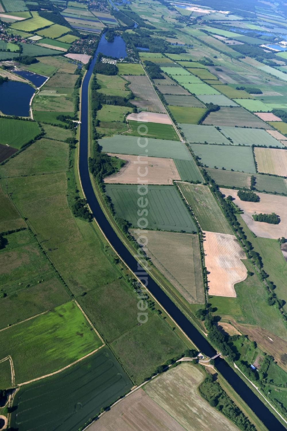 Aerial image Buchhorst - Agricultural road bridge Lanze-Buchhorst over the Elbe-Luebeck-Canal in Buchhorst in the state Schleswig-Holstein