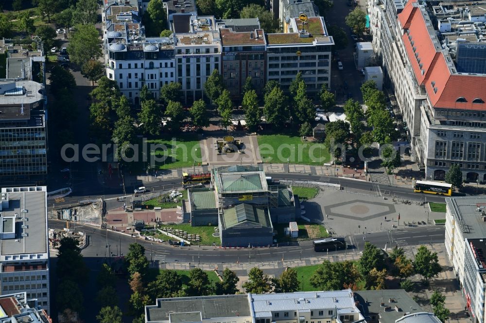 Berlin from the bird's eye view: Wittenberg place with the building of the metro station in the Schoeneberg district of Berlin