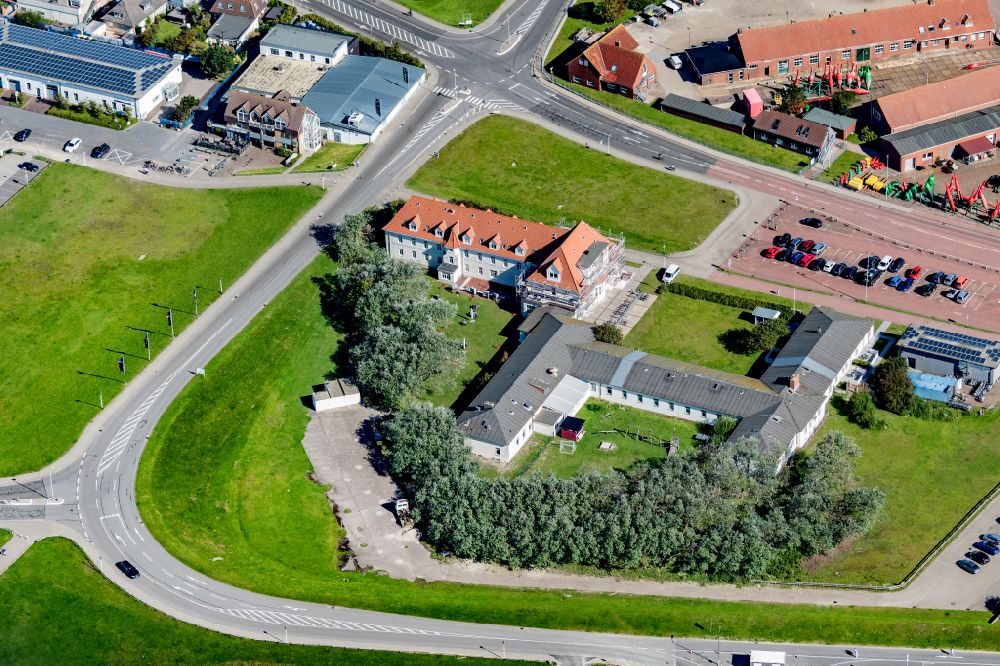 Aerial image Norderney - Residential and commercial building in Grorch-Fock-Weg on the island of Norderney in the state of Lower Saxony, Germany