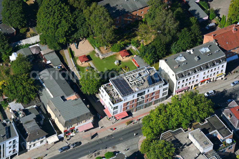 Aerial image Hamburg - Residential and commercial building on street Frohmestrasse in the district Schnelsen in Hamburg, Germany