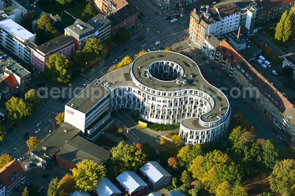 Hamburg from above - Residential and commercial building Hamburger Welle on Luebecker Strasse in Hamburg, Germany